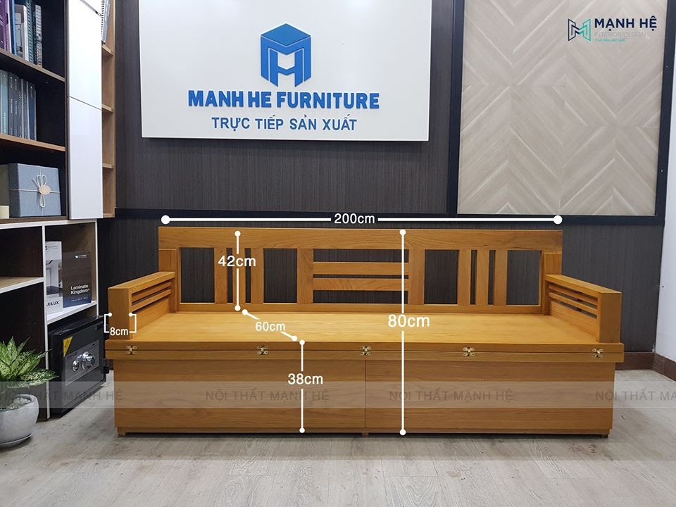 Kích thước chuẩn và chắc chắn của ghế sofa giường Mạnh Hệ