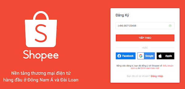 đăng ký chương trình tiếp thị liên kết shopee