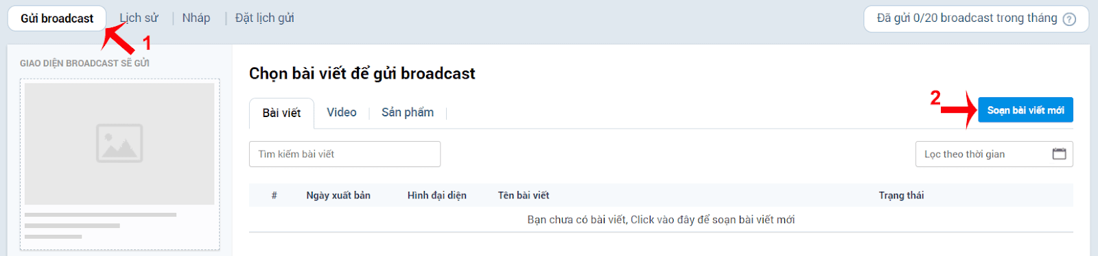 gửi broadcast zalo